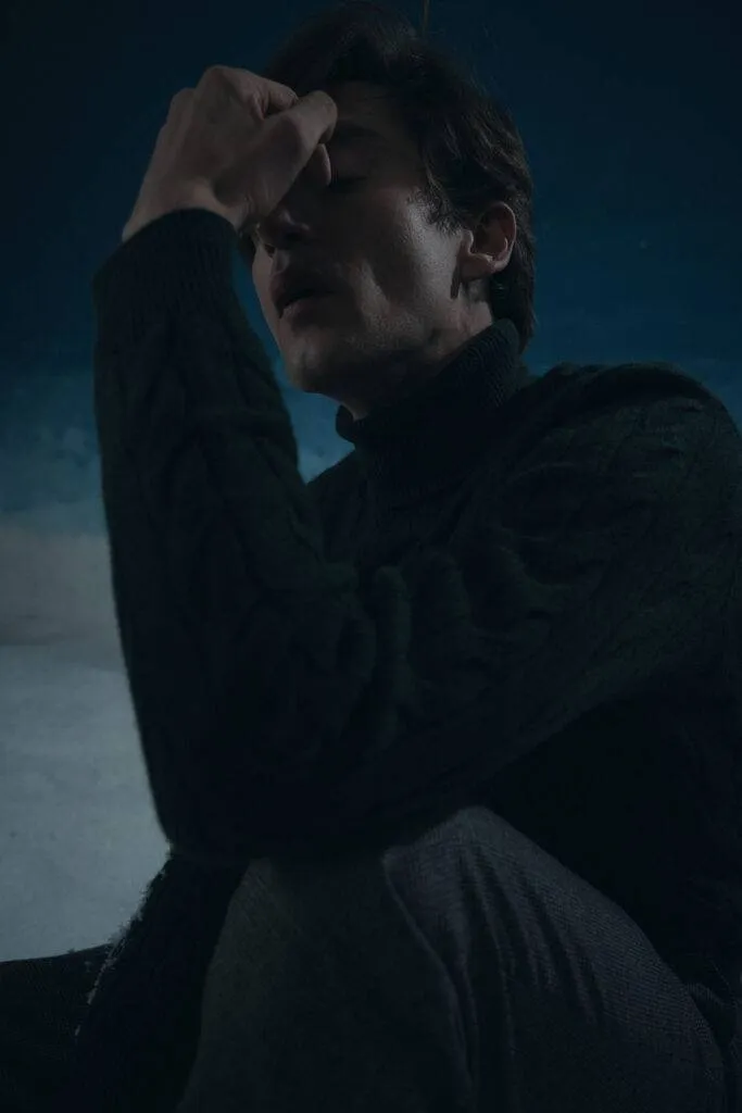 Utility Jacket in schwarz-blauer Alpaka-Leinenmischung mit Selvedge Jeans