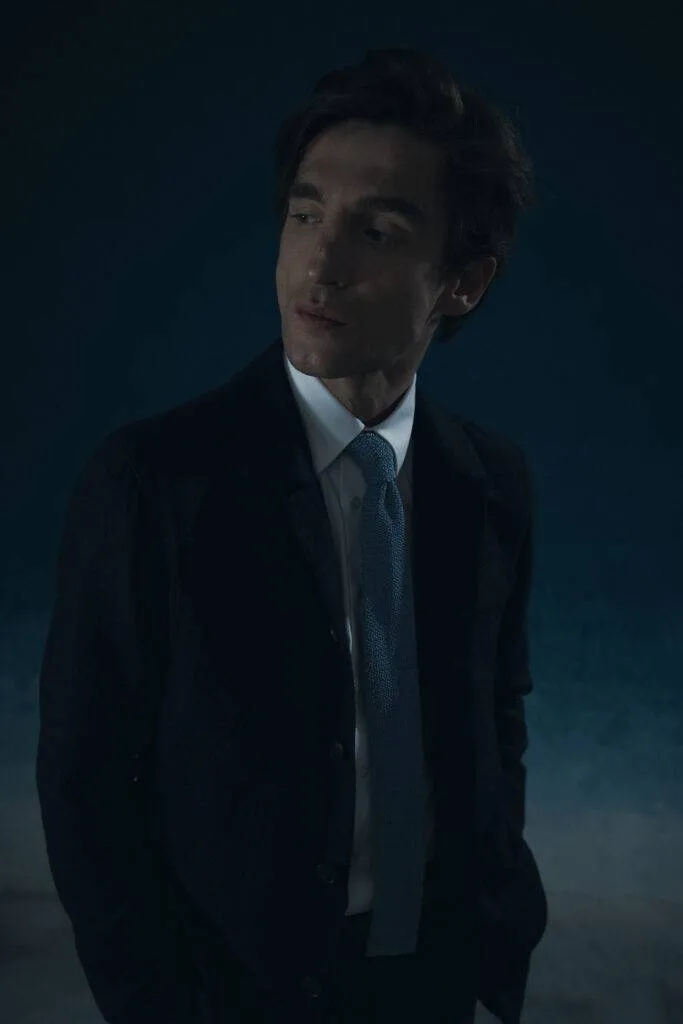 Utility Jacket in schwarz-blauer Alpaka-Leinenmischung mit Selvedge Jeans