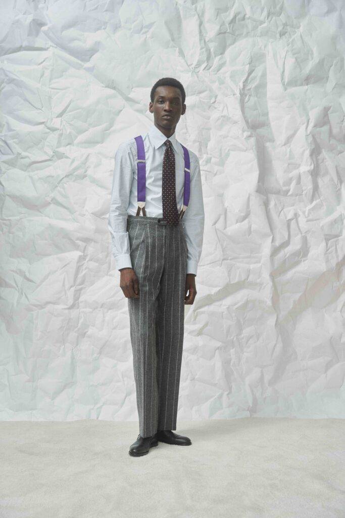 Ferla Alpaca wide charcoal chalk stripe Maßanzug — Monokel Berlin