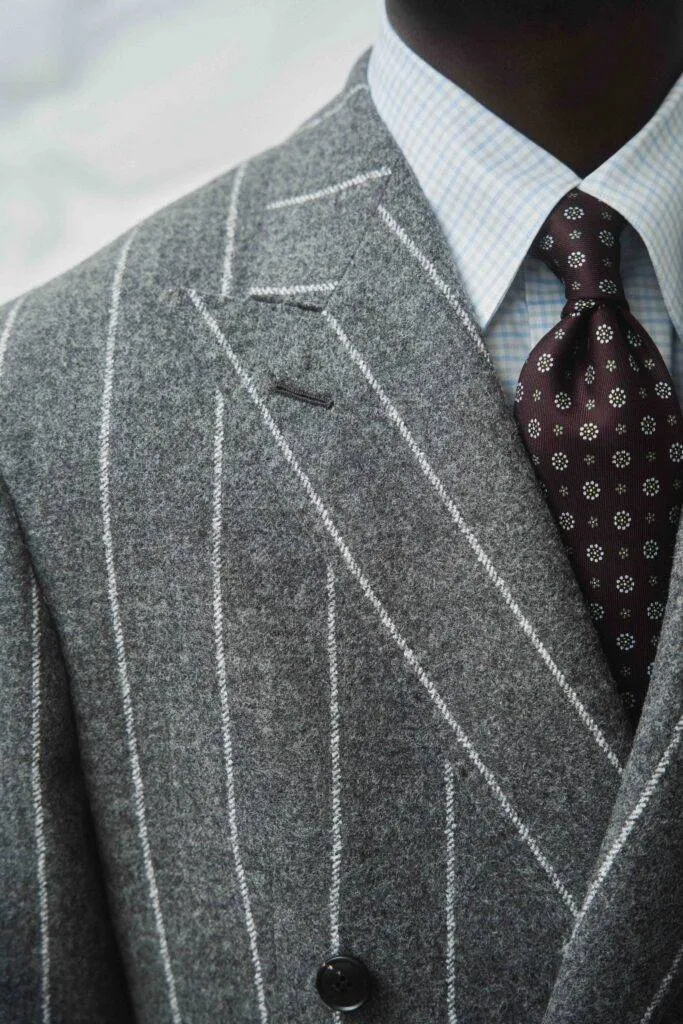 Charcoal Kreidestreifen Maßanzug aus Ferla Alpaca