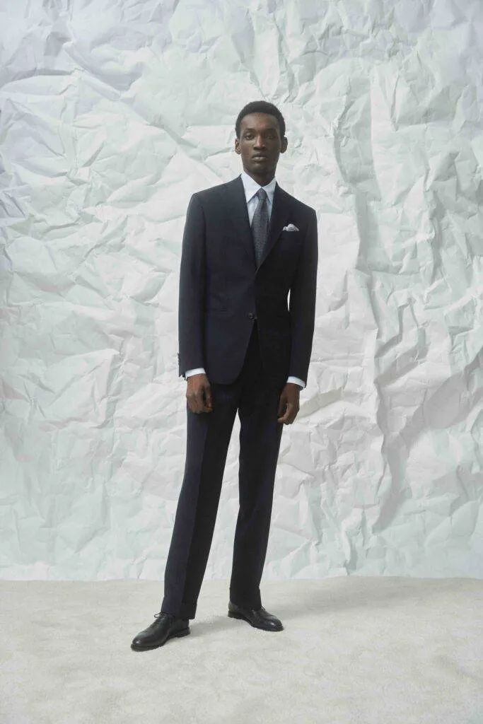 Detail am Midnight Blue High Twist Maßanzug