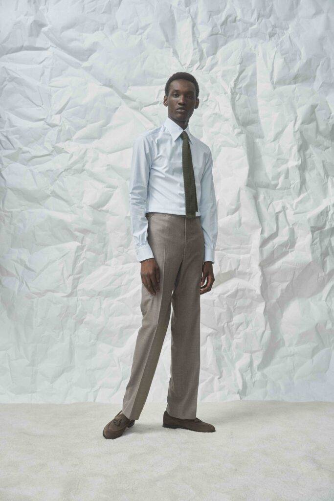 Taupe S130 Wool Microweave Maßanzug — Monokel Berlin