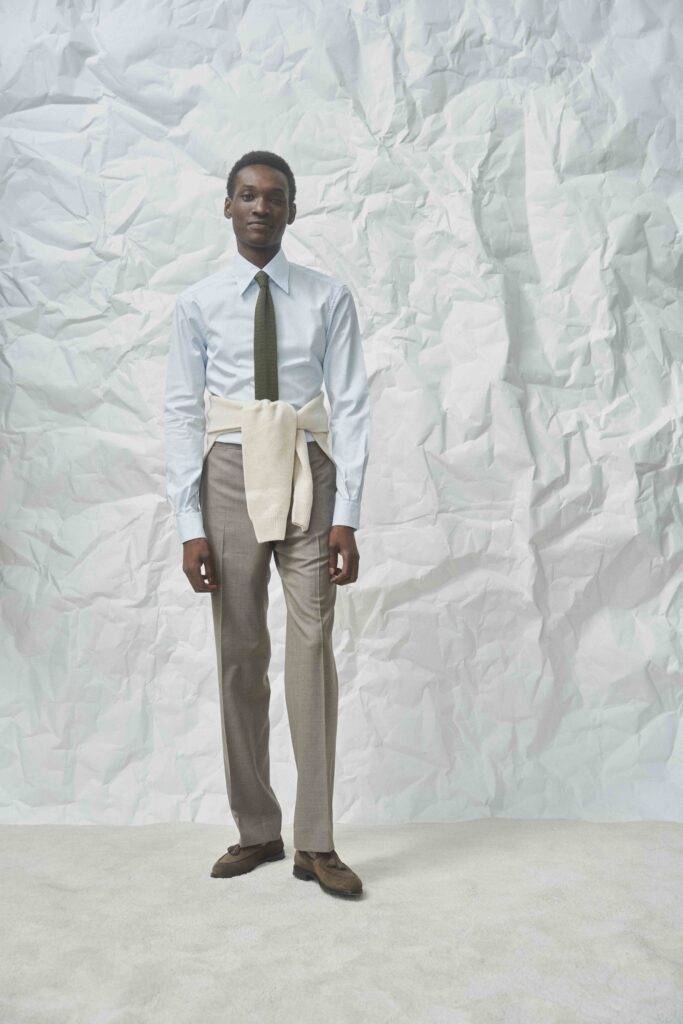 Taupe S130 Wool Microweave Maßanzug — Monokel Berlin