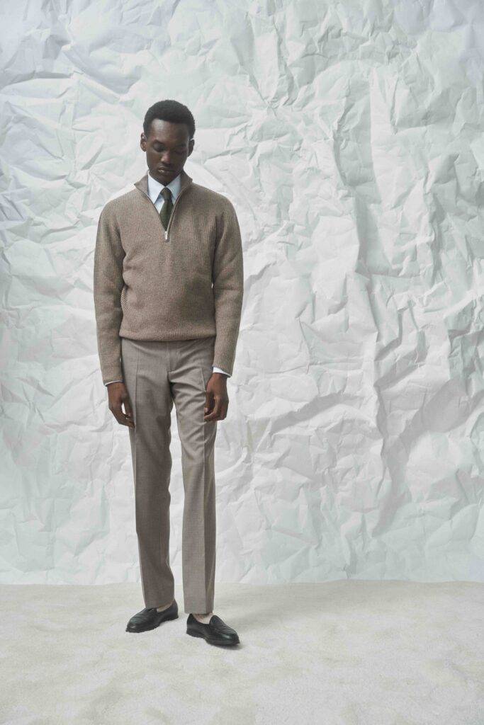 Taupe Half Zip Wool Cashmere Knit — Monokel Berlin