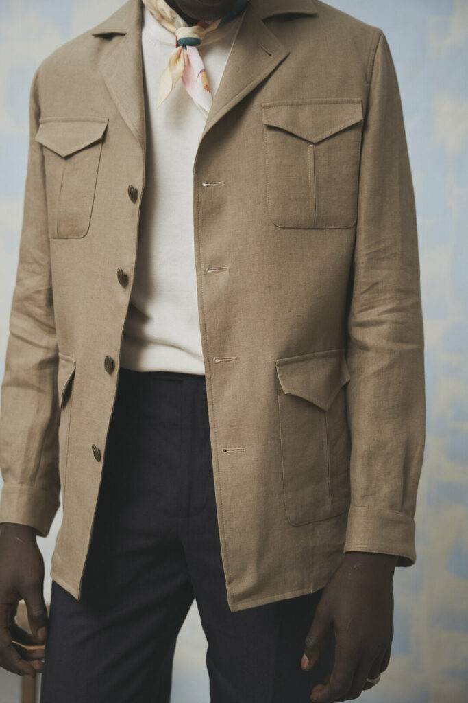 Safari Jacket in taupe Leinen — Monokel Berlin