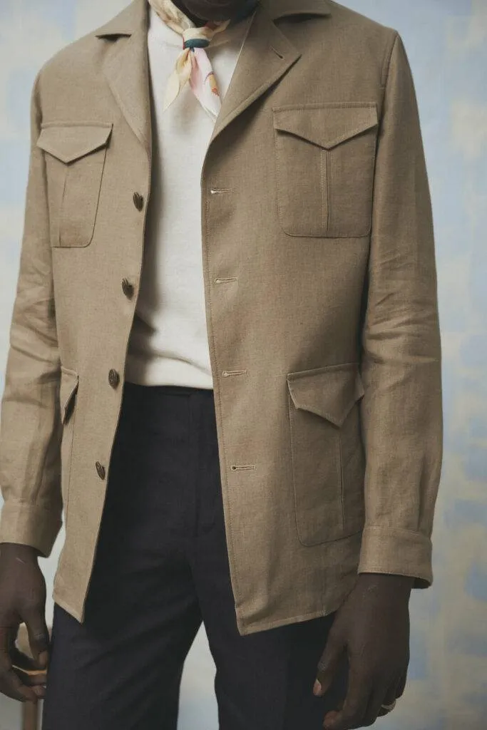 Safari Jacket in taupe Leinen — Monokel Berlin