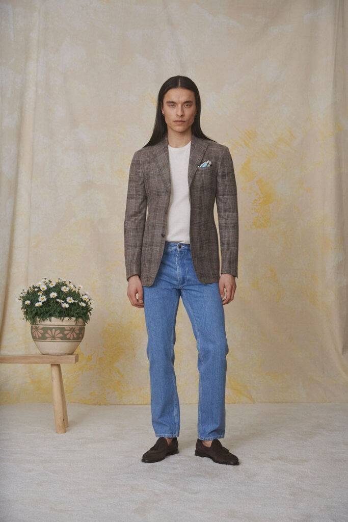 Wolle-Seide-Leinen-Blend Sakko + Washed Stretch Selvedge Denim — Monokel Berlin