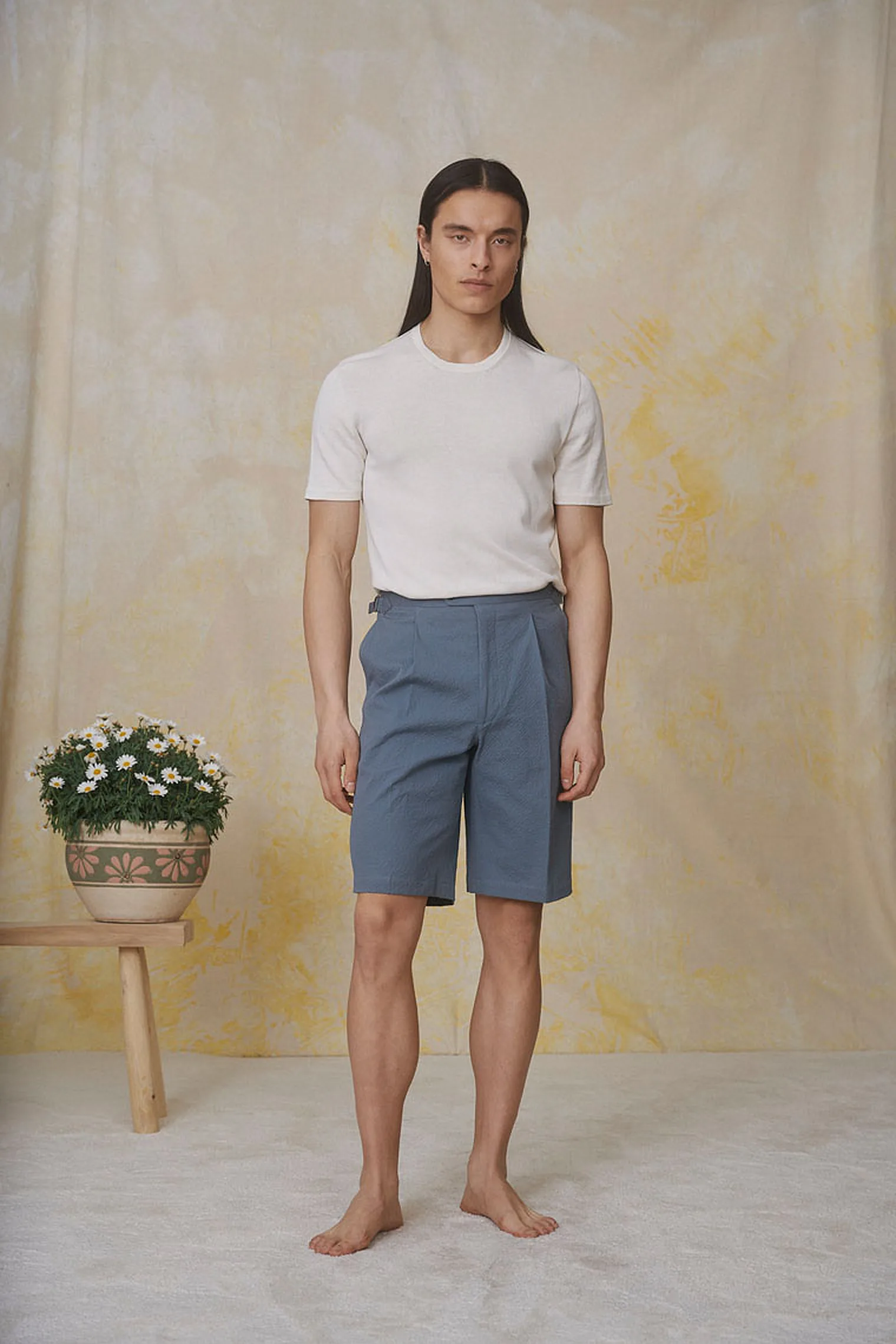 Petrol Seersucker Utility Jacket + Bermuda