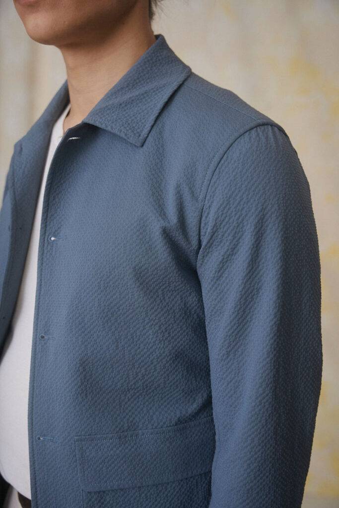 Petrol Seersucker Utility Jacket + Bermuda — Smart Casual für heisse Tage mit Anspruch — Monokel Berlin