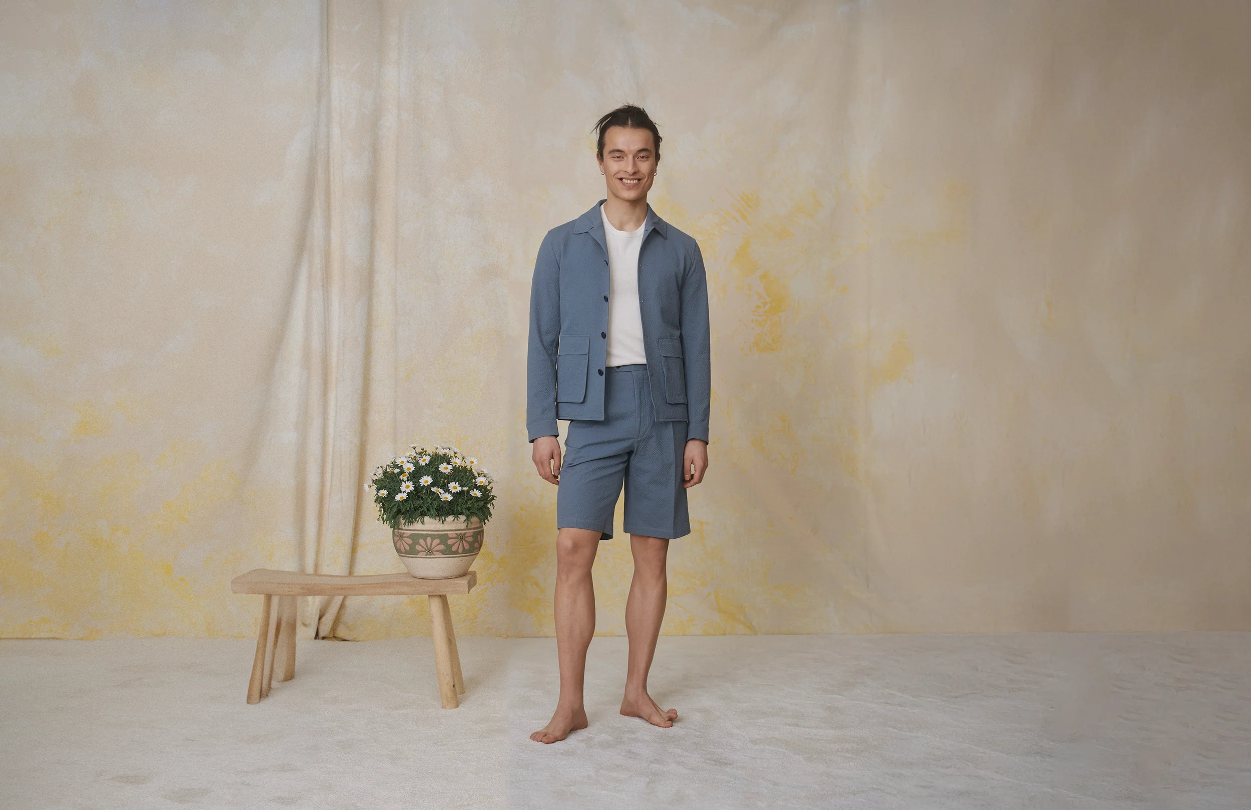 Petrol Seersucker Utility Jacket + Bermuda — Smart Casual für heisse Tage mit Anspruch — Monokel Berlin