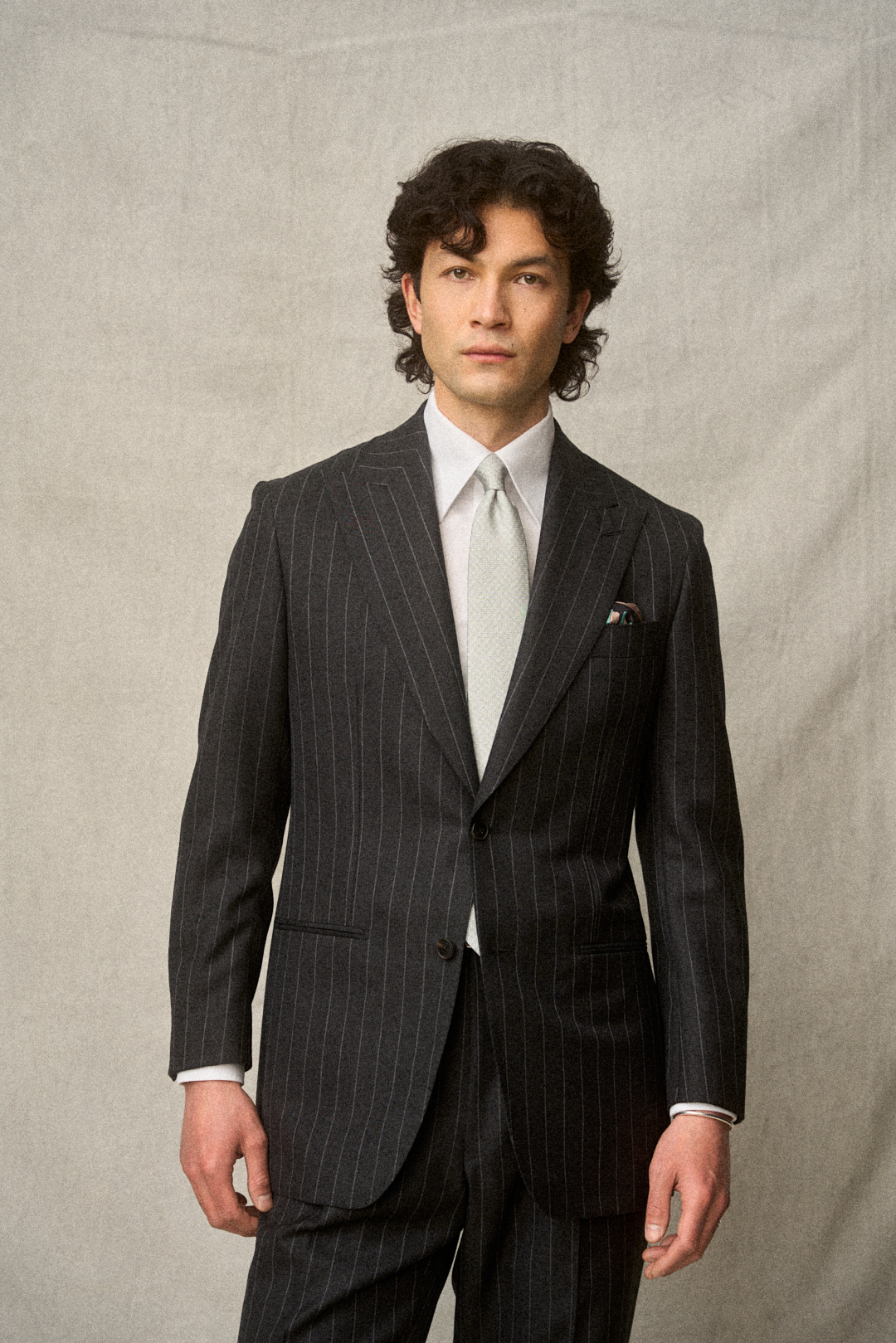 Charcoal Grey Chalkstripe Anzug, Ansicht 5