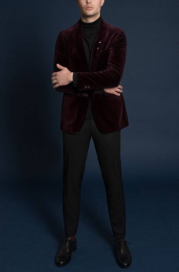 Bordeauxfarbenes Samt Jackett von Monokel Berlin