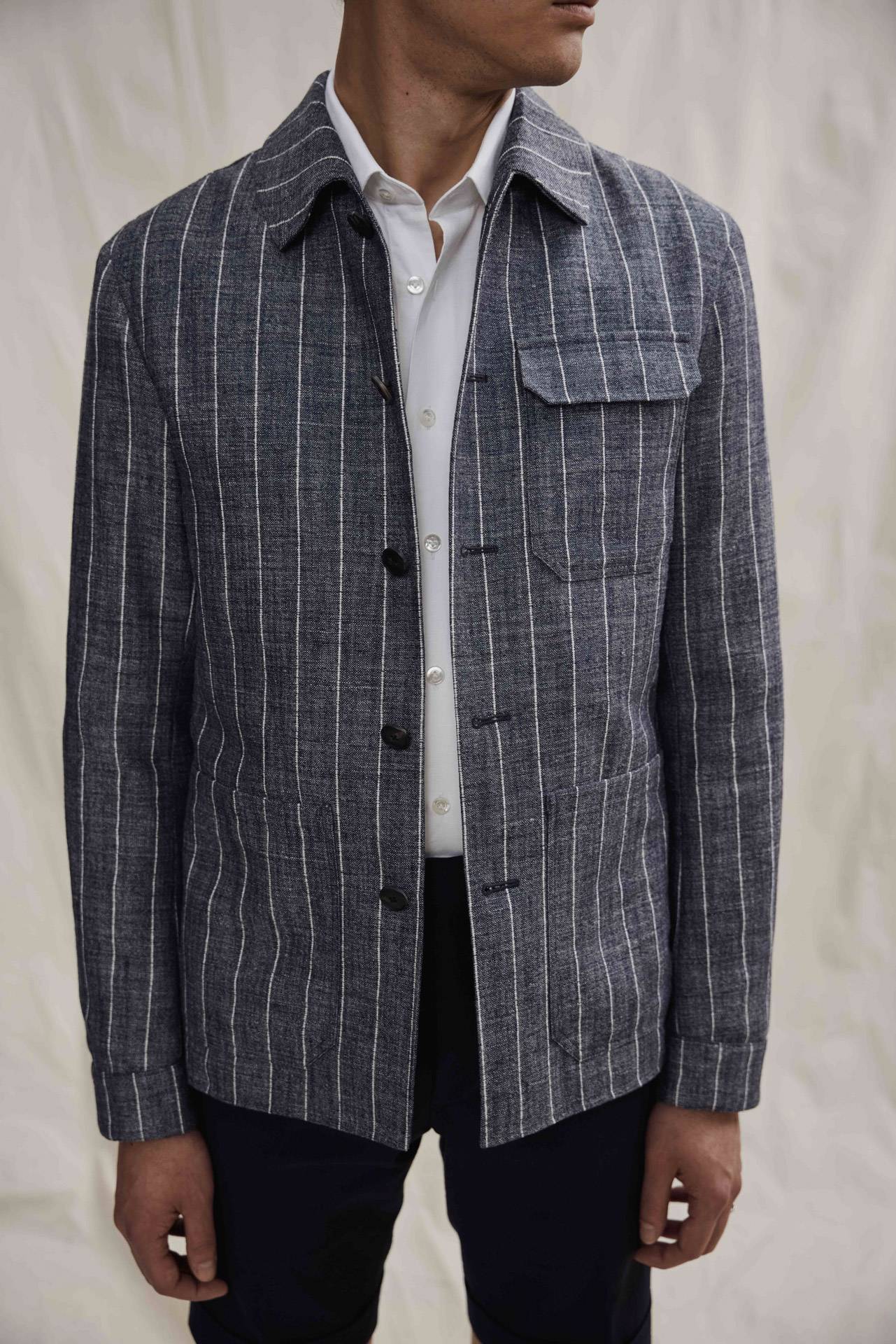 Utility Jacket Blue-Grey Melange Detailansicht