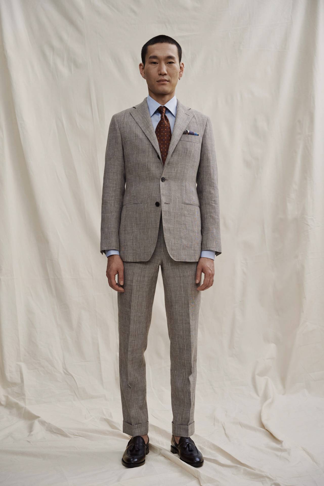 Sommeranzug aus Leinen-Woll-Mischung mit Glencheck von Monokel Berlin