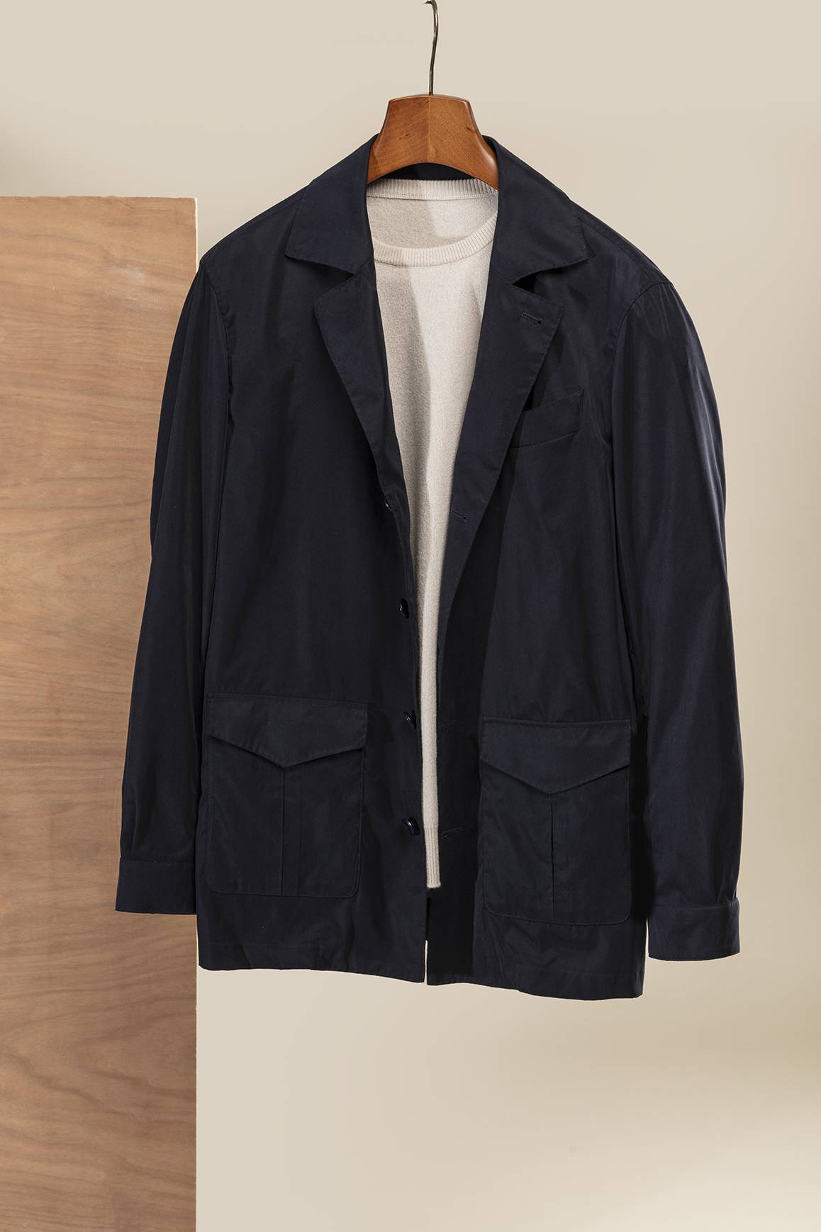 Midnight Blue Peached Water-Repellent Technical Fabric