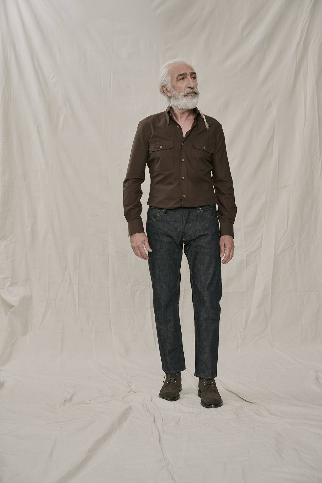 Coffee Brown Cotton Oxford Flanell Maßhemd