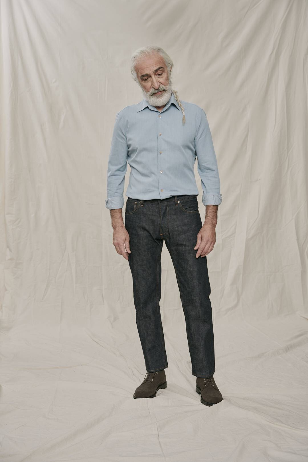 Hellblaue Denim Maßhose im Casual Look