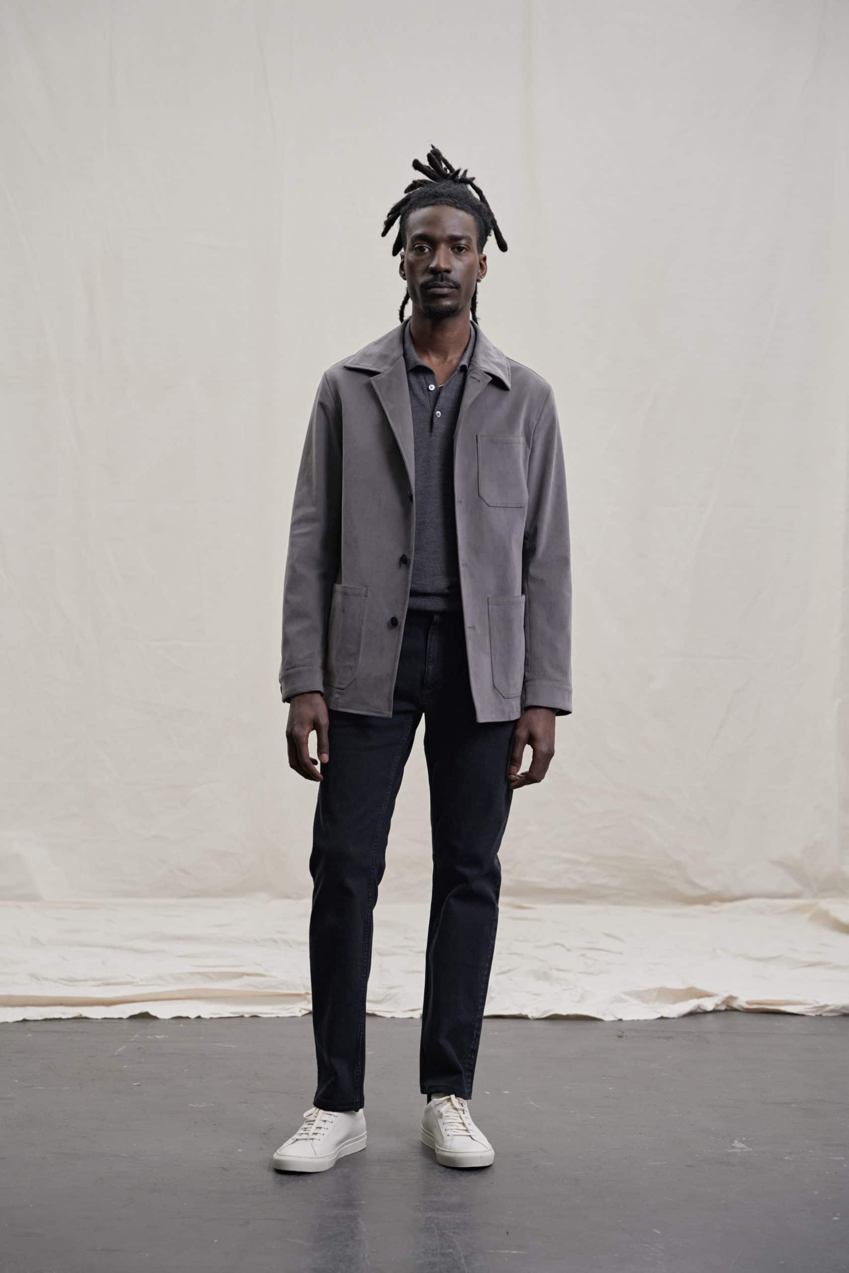 Washed black denim stretch