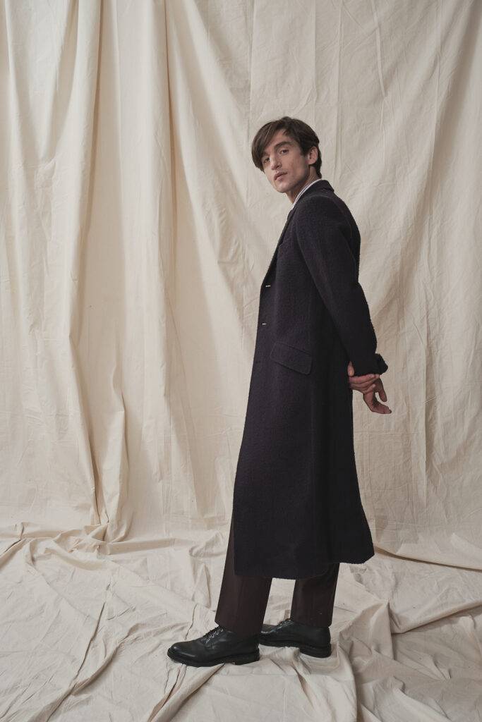 Blauer Casentino-Wolle Maßmantel