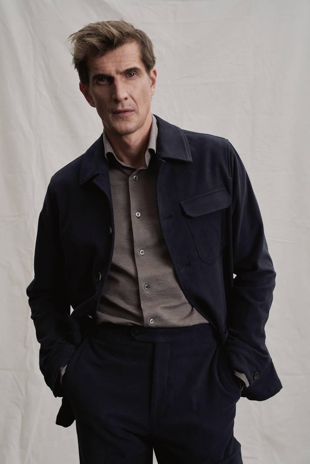 Midnight Blue Cotton Moleskine Utility Anzug — Monokel Berlin