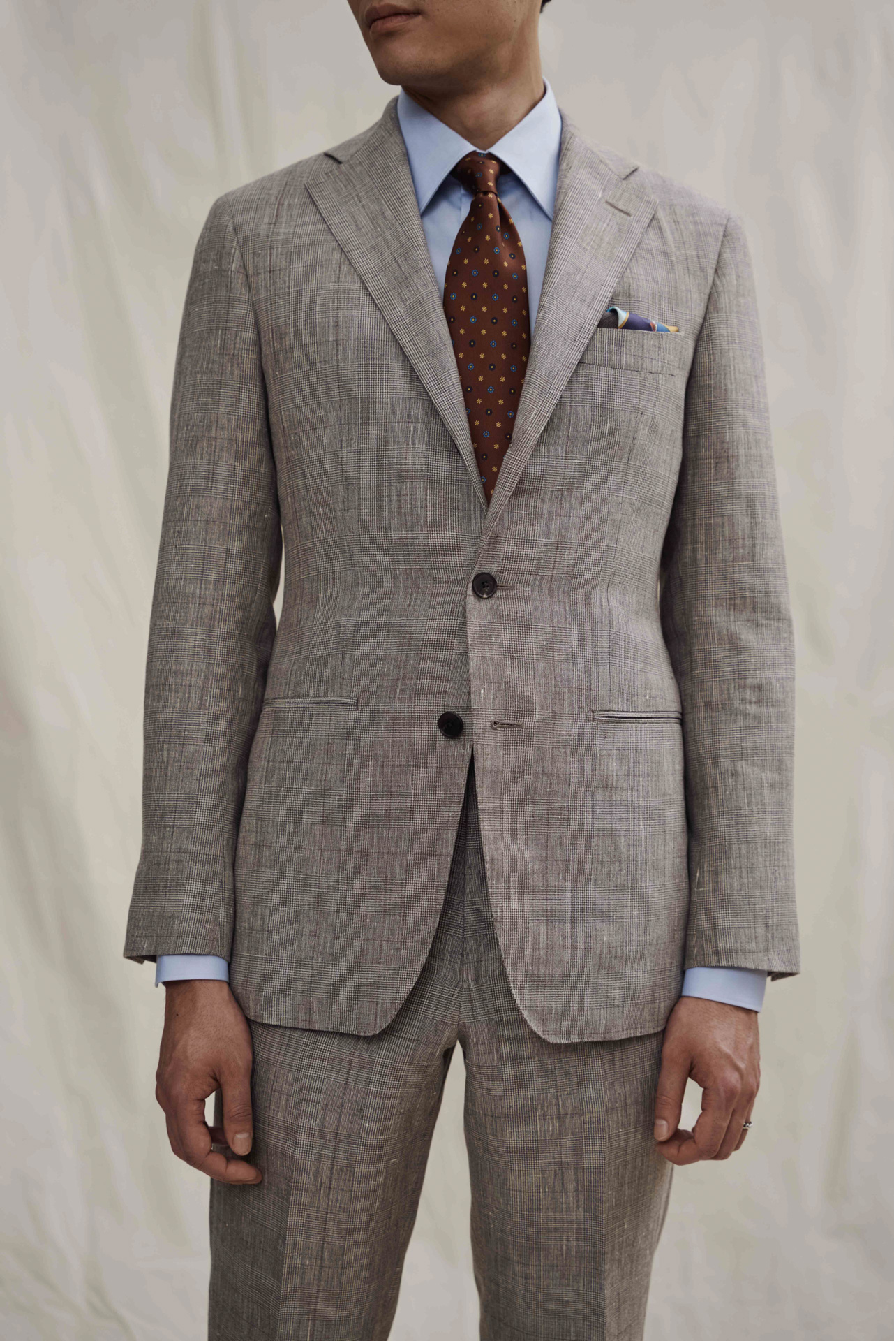 Brown Linen-Wool Glencheck Maßanzug — Monokel Berlin