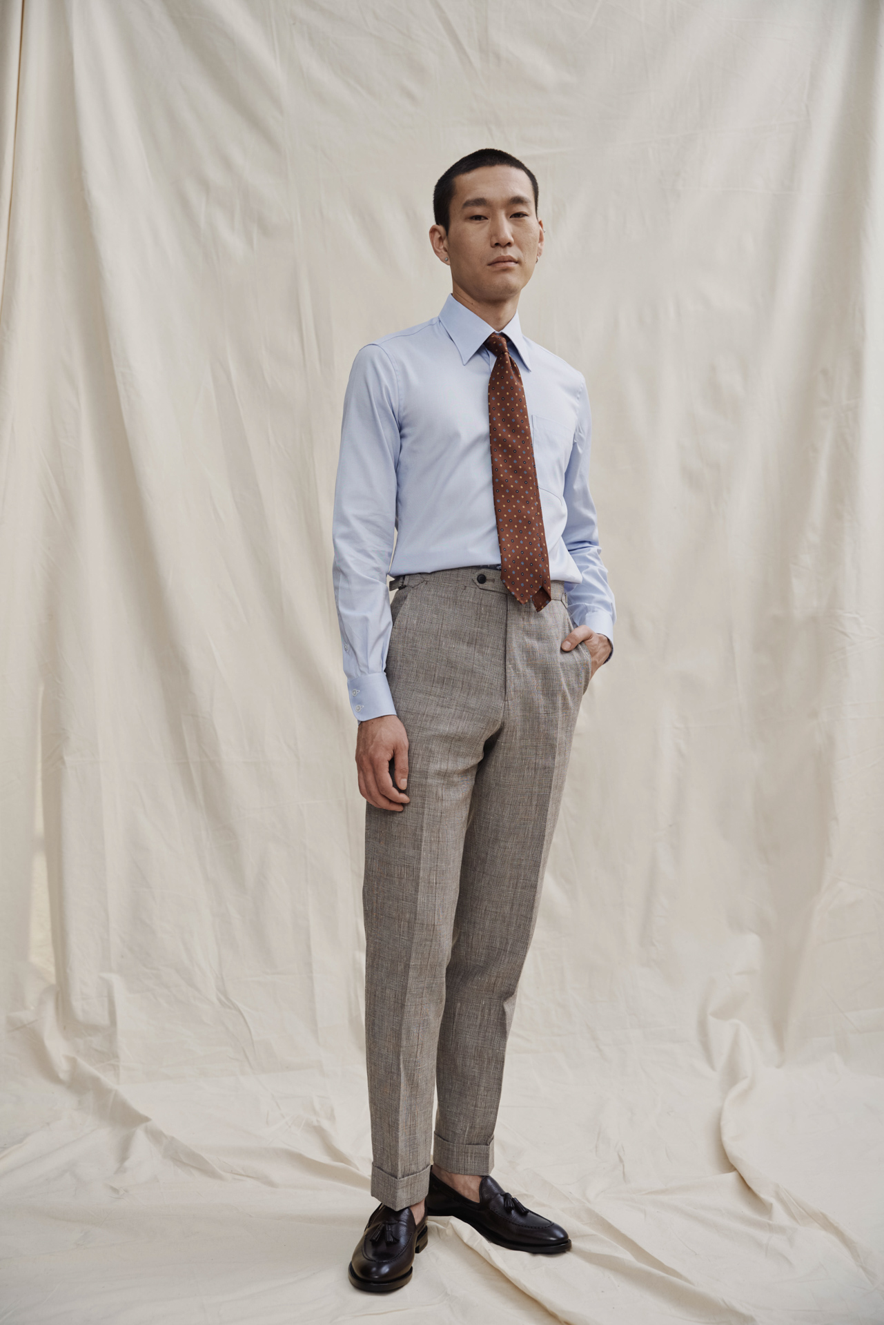 Brown Linen-Wool Glencheck Maßanzug — Monokel Berlin