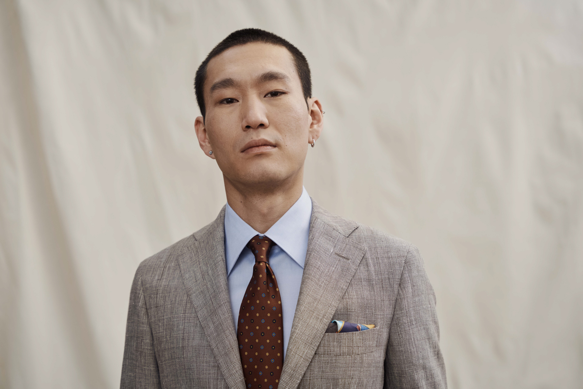 Brown Linen-Wool Glencheck Maßanzug — Monokel Berlin