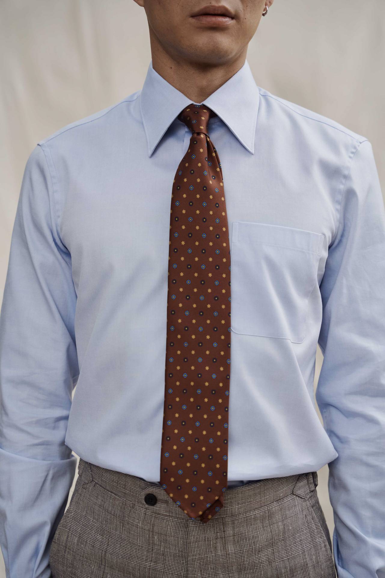 white-sky blue cotton pinpoint Maßhemd