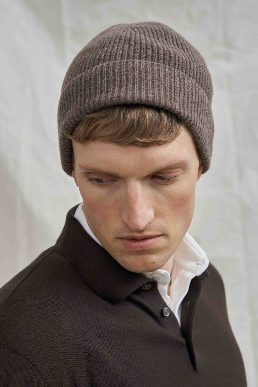 Beanie Kaschmir Wolle Taupe