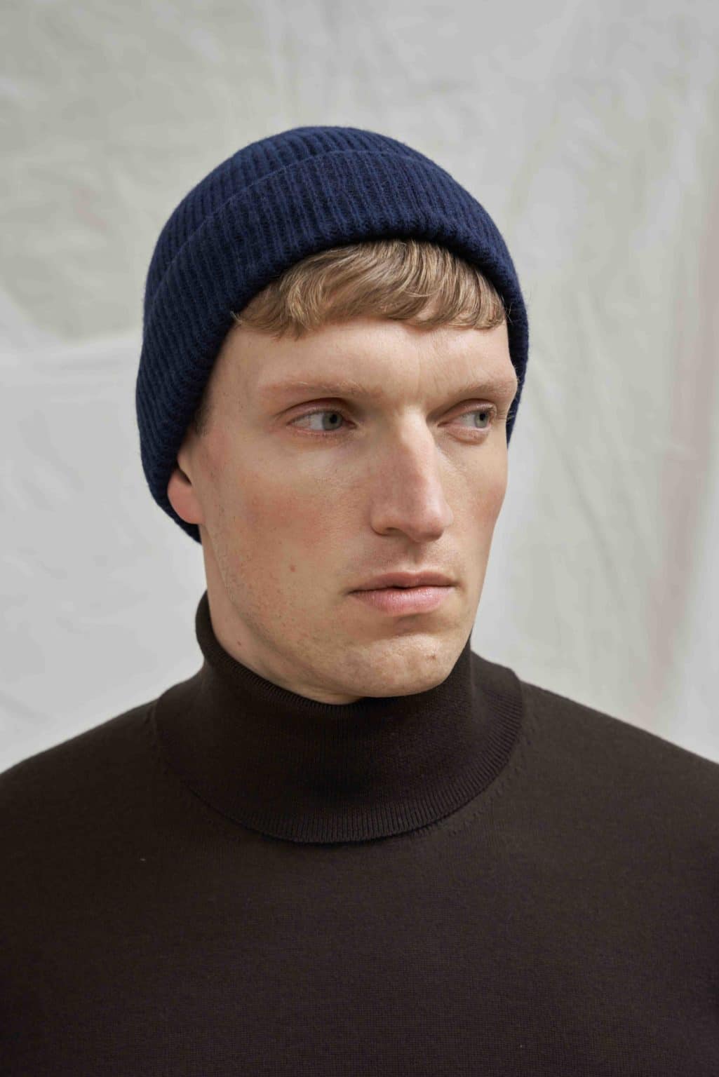 Beanie Kaschmir Wolle Dunkelblau
