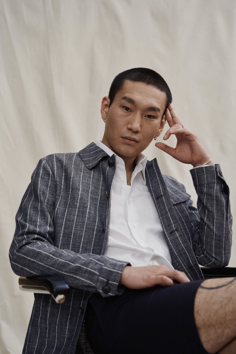 blue-grey striped melange Utility Jacket 3 Utility Jacket8